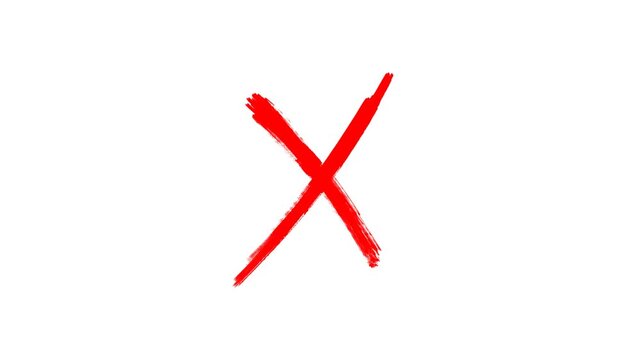 cross mark animation on white background, Error or cancel symbol animation. Stop or close Icon chroma key background.