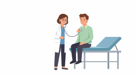 Fototapeta premium Doctor examining patient on medical examination table with stethoscope
