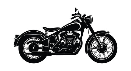 Naklejka premium Vintage motorcycle side view in black silhouette high quality professional detailed modern elegant stylish clean crisp