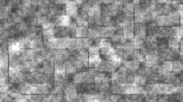 Seamless abstract loop of a textured grey surface with a subtle geometric square grid and smoky overlay.