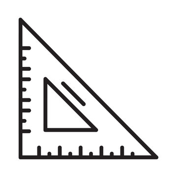 Triangle ruler icon black line drawing on white background