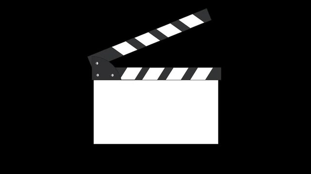 White Clapperboard Animation with Alpha Channel Transparent Background