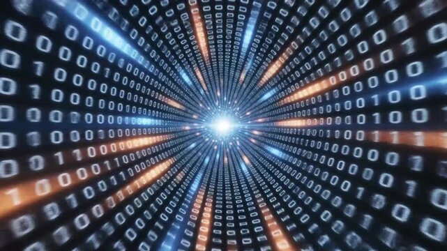Binary code tunnel with light perfect for IT presentations and tech marketing