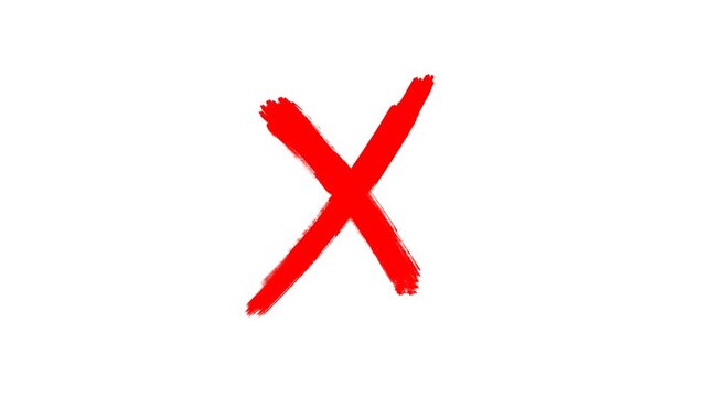 cross mark animation on white background, Error or cancel symbol animation. Stop or close Icon chroma key background.