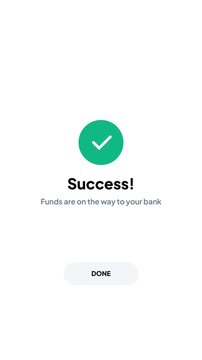 User interface animation showing a five hundred dollar withdrawal from digital wallet to bank