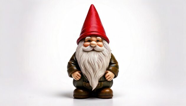 A whimsical garden gnome with a red pointed hat.