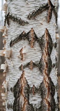 Close-up Texture of Birch Tree Bark