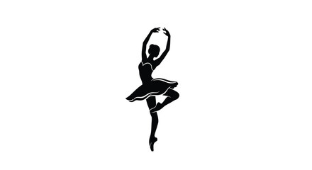 Ballerina in graceful pose black silhouette high quality © adobeamena