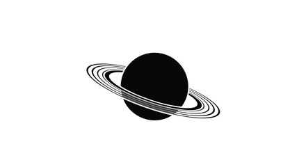 Saturn with rings black silhouette on white background © adobeamena