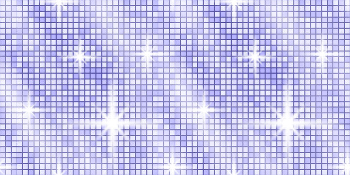 Disco pink glitter and background violet sequin with texture backdrop purple. Glam dance tile and pattern ball party with rose seamless mosaic. Retro disco floor and neon background pool