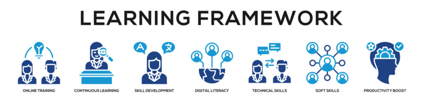 Glyphcolor - Learning Framework web banner icon vector illustration concept
