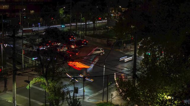 las condes chile rushhour intersection timelapse traffic city urban cars motion lights commuting congestion