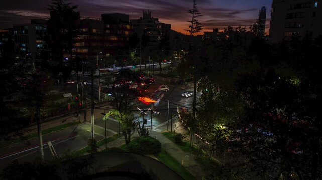 las condes chile rushhour intersection timelapse traffic city urban cars motion lights commuting congestion