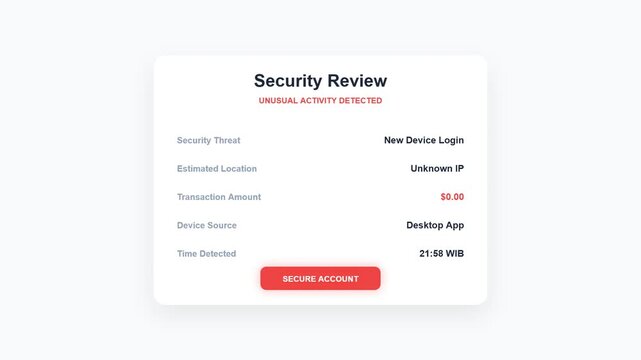 Unusual activity detected security review dashboard for new device login with unknown IP address