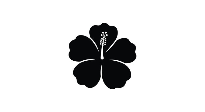 Hibiscus flower silhouette on a white background