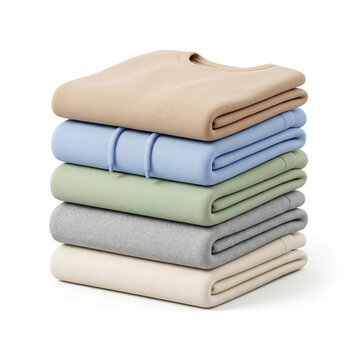 Cute 3D rendered folded clothes stack icon, perfect for laundry, household, and wardrobe apps.
