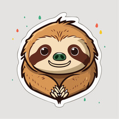 Fototapeta premium Cute cartoon sloth sticker with colorful dots