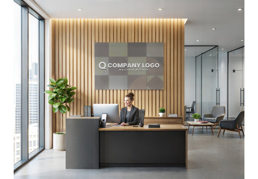 Office Reception Sign Mockup Design for Print Media and Digital Marketing