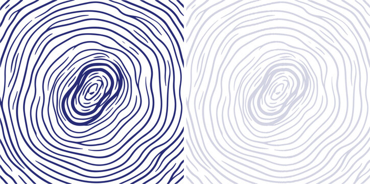 Tree Ring Texture Pattern with Concentric Circles in Navy Blue and Light Grey on a transparent background