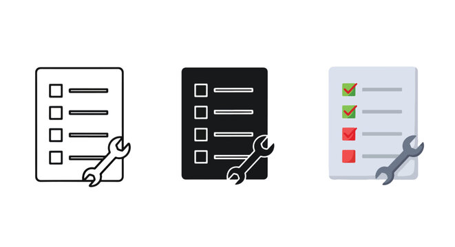 flat design toolbox icon set vector - Solid vector icons  - Clipart, sticker - icon set