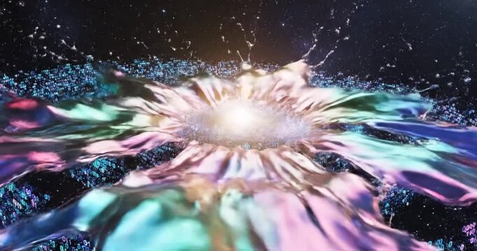 Abstract representation of digital data swirling around a central vortex in a cosmic setting