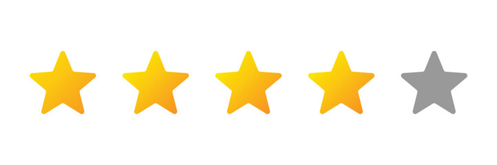 Fototapeta premium Four stars rating system for high quality customer review and positive feedback on transparent background