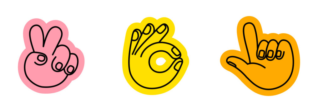 Vector illustration in hand drawn doodle style, mascot and character hands and gestures, positive vibe stickers and overlays