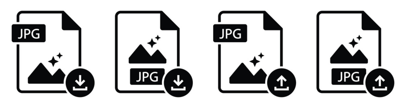 Jpg file format download and upload icon, Photo file icon vector illustration
