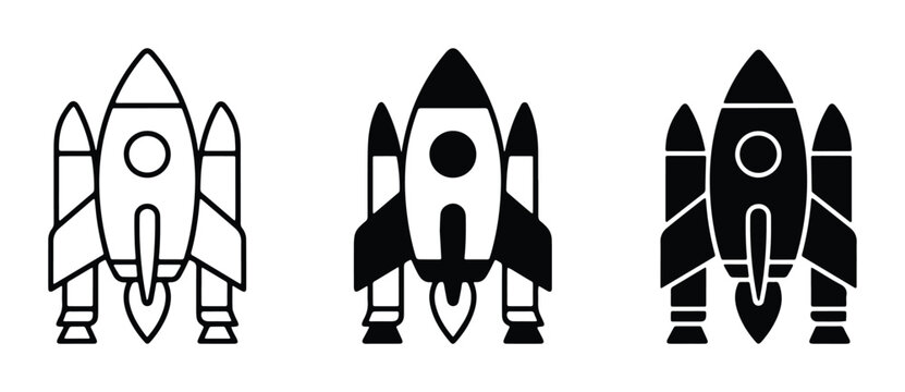 vector rocket launchers set on white background