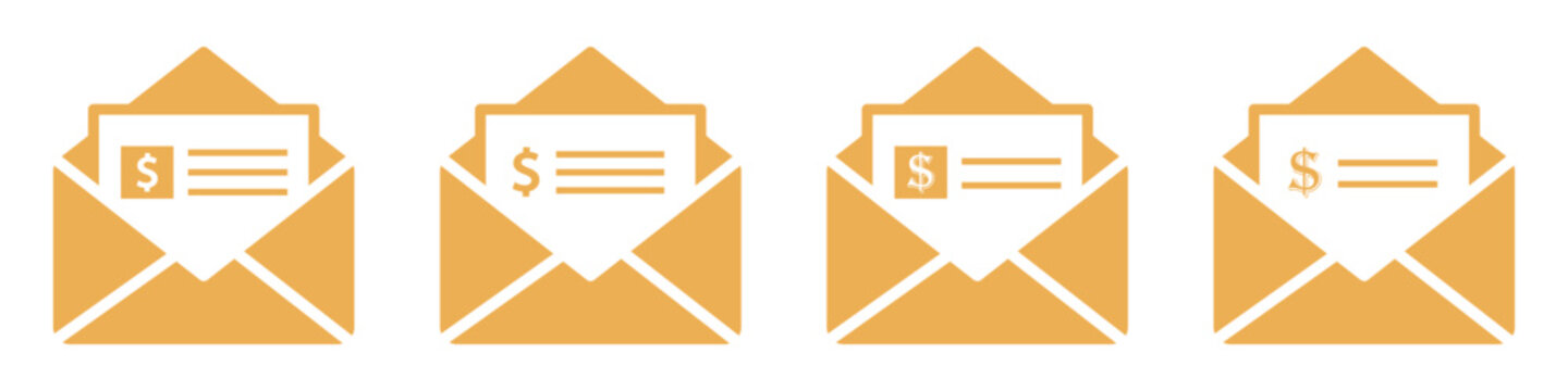 Mail message with money check icon illustration