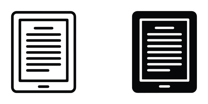 ebook reader outline vector set on white background