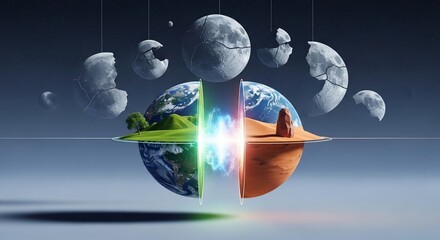 Abstract earth and moon concept