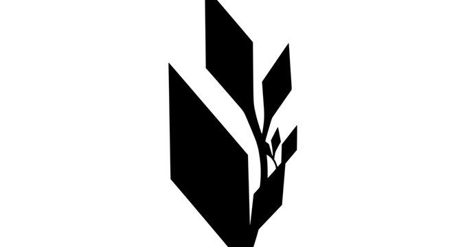 Minimalist Abstract Sprout Growth Silhouette with Geometric Shapes