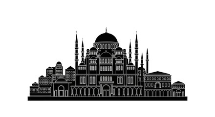 Naklejka premium Istanbul Mosque Silhouette Icon ? Islamic Architecture Vector Graphic