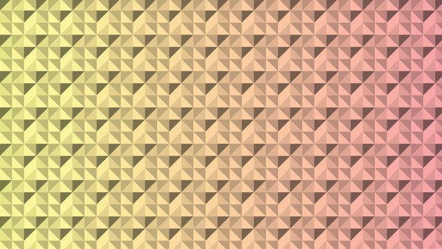 Abstract geometric background with repeating triangular pyramids in a warm gradient from yellow to pink, subtle 3d effect design