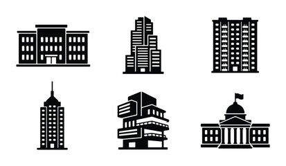 Fototapeta premium vector illustration of various building silhouettes and skyscrapers on white background
