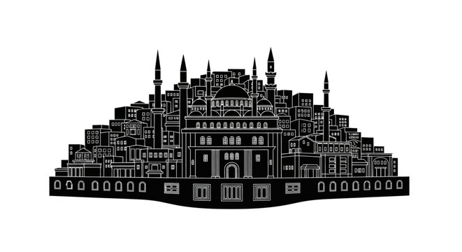 Istanbul skyline silhouette with mosque and minarets ? travel icon