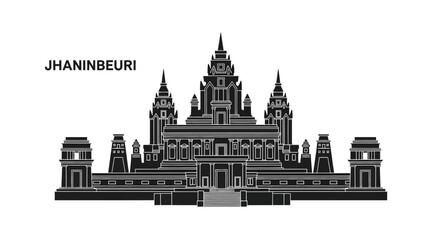 Obraz premium Jhaninbeuri City Skyline Silhouette Landmark Illustration