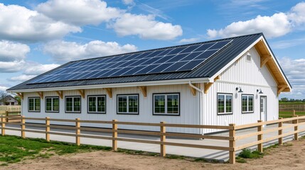Fototapeta premium Modern barn building utilizing solar power for sustainable energy