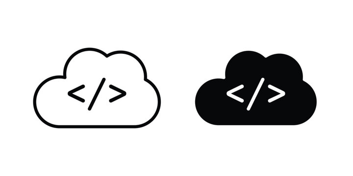 Cloud code icon editable stroke. Linear and flat icons