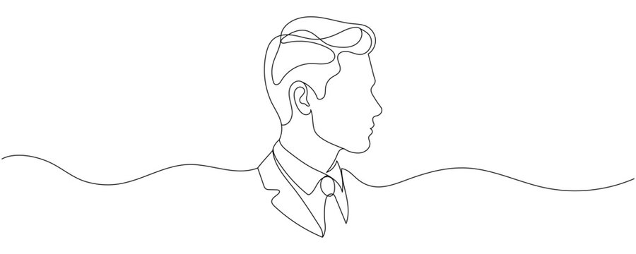 Businessman Portrait Continuous Line Drawing. Editable Line