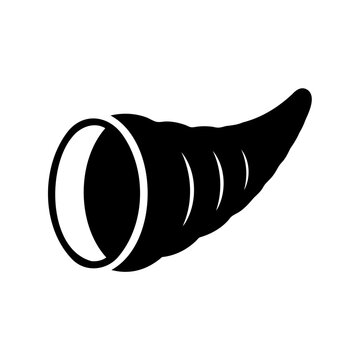 Black cornucopia horn of plenty silhouette icon vector Vector