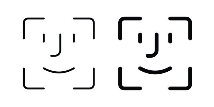 Face id icon editable stroke. Linear and flat icons