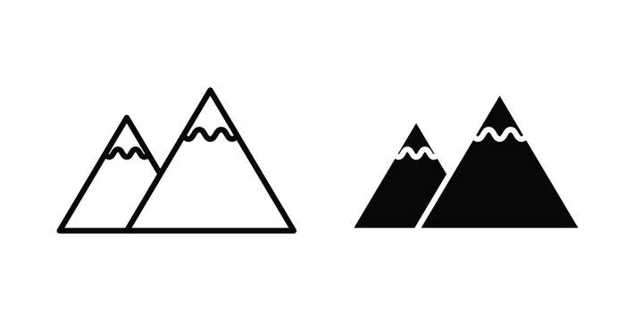 Mountain icon editable stroke. Linear and flat icons