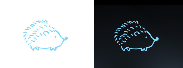 Cute Light Blue Neon Jellyfish Icon © Gulzar