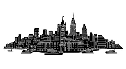 Obraz premium London Skyline Silhouette ? Iconic Cityscape Vector Illustration