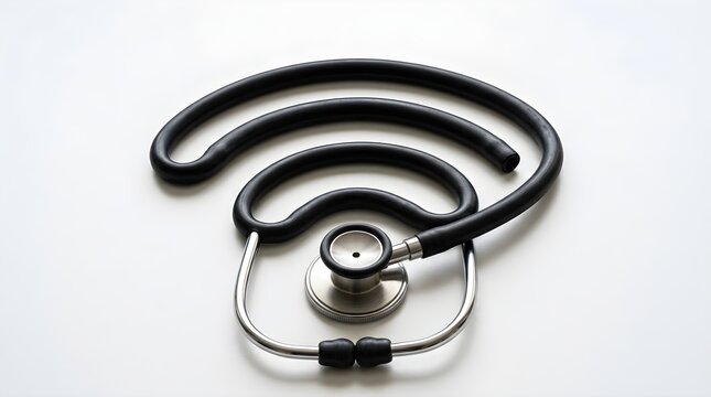 A stethoscope lies on a surface for a medical checkup and diagnosis with doctor.