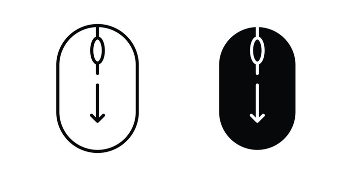 Scroll down computer mouse icon editable stroke. Linear and flat icons