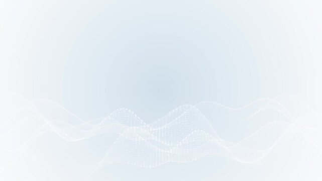 White digital wave background with soft dotted mesh, clean empty space, and minimal tech style. Perfect for corporate videos, science intros, medical screens, presentation titles, and overlays.