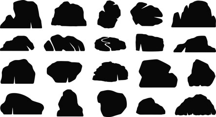 Rock formation and cliff silhouettes collection with rugged mountain shapes for landscape design geology concepts and vector illustrations © Md Ohidul